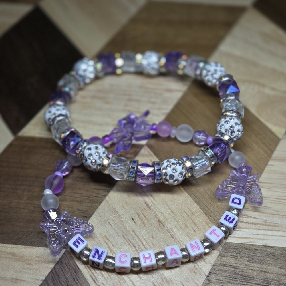Purple and White Beaded Bracelet Set Taylor Swift Enchanted
